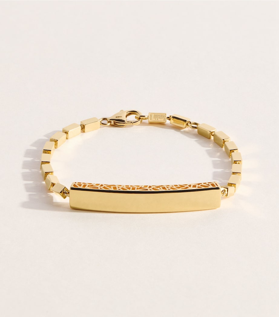 Suzanne Kalan yellow gold block-chain ID bracelet, imported from the UK