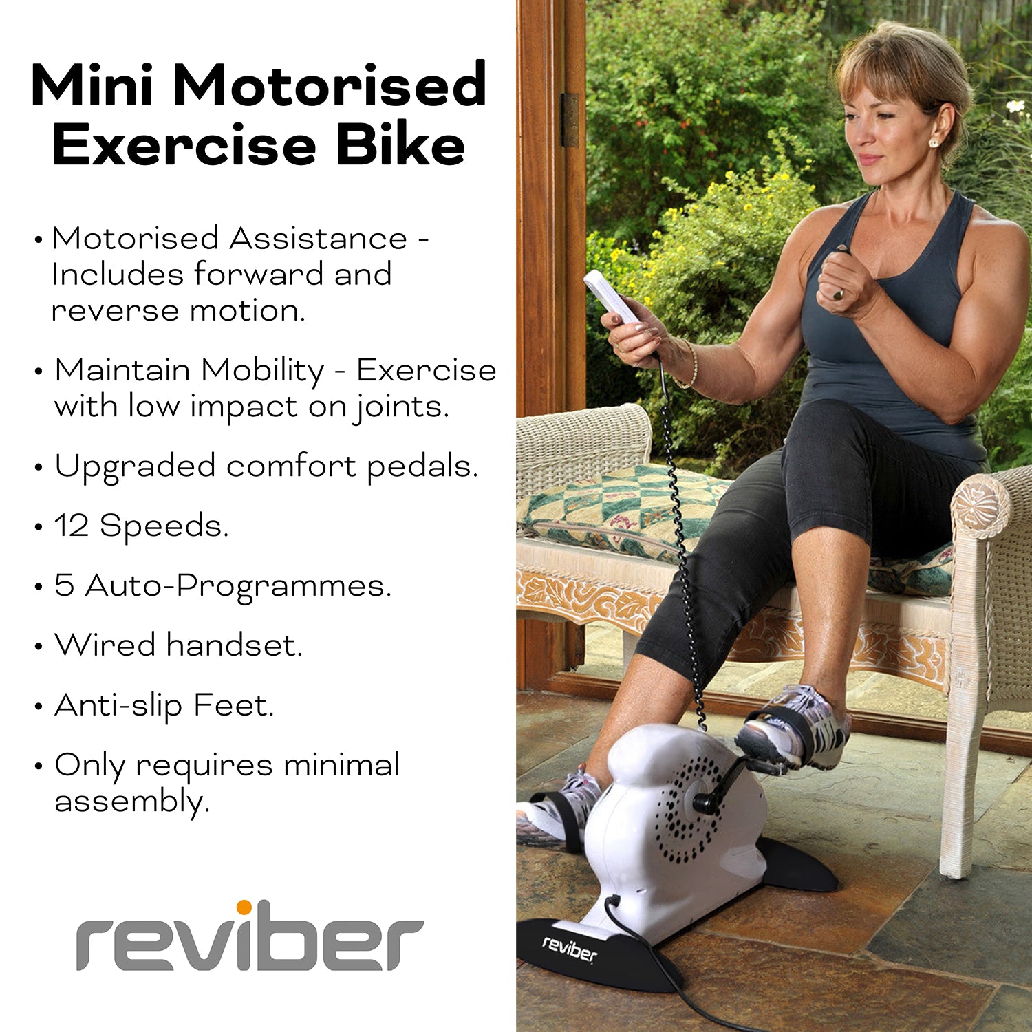 Reviber mini motorised exercise bike, UK version