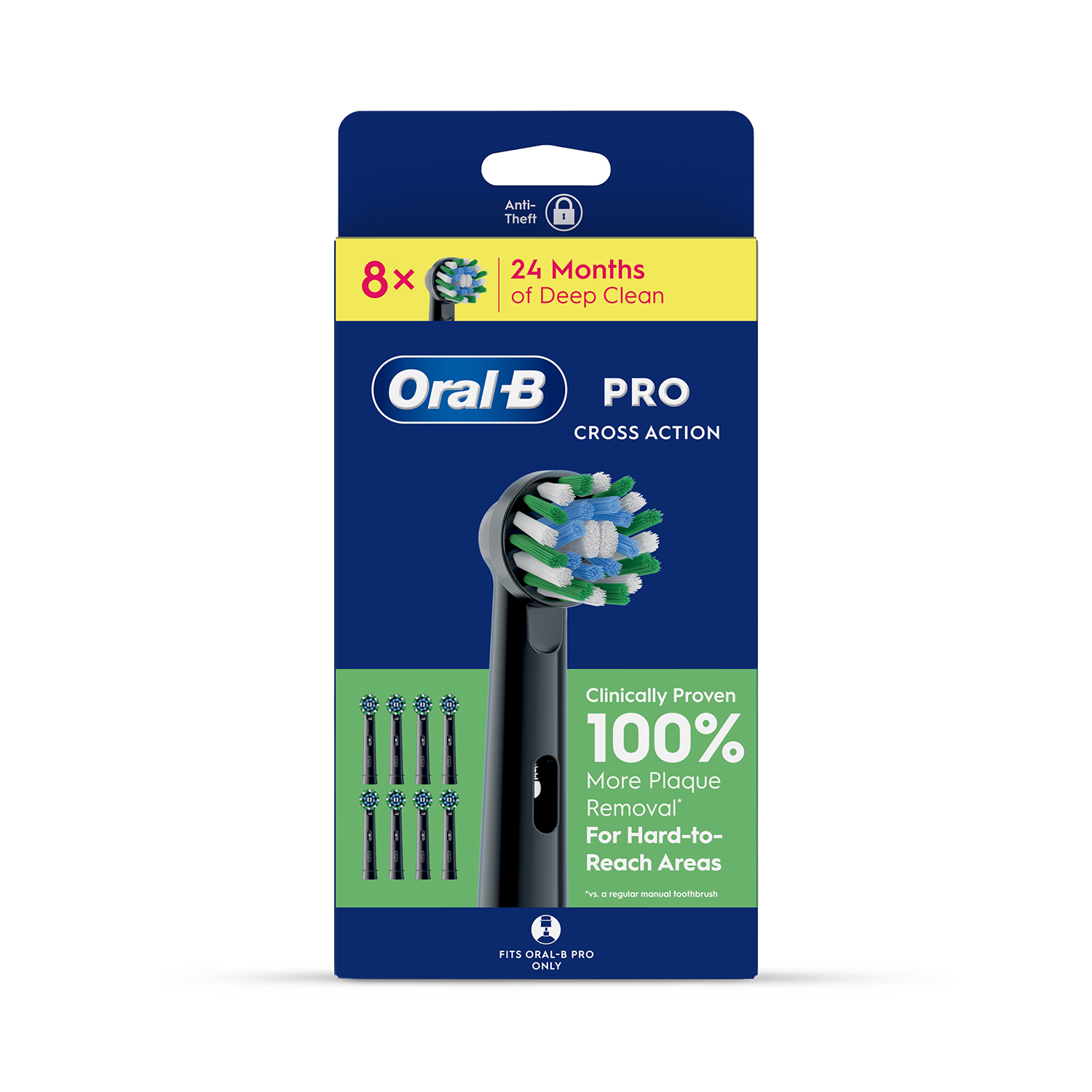 Oral-B Cross Action Black toothbrush heads 8 count - British product