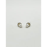 SVNX pearl stud earring on diamante wreath gold - British product