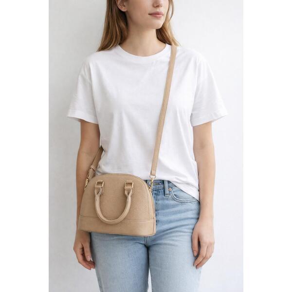 SVNX faux leather mini crossbody bag beige - British brand
