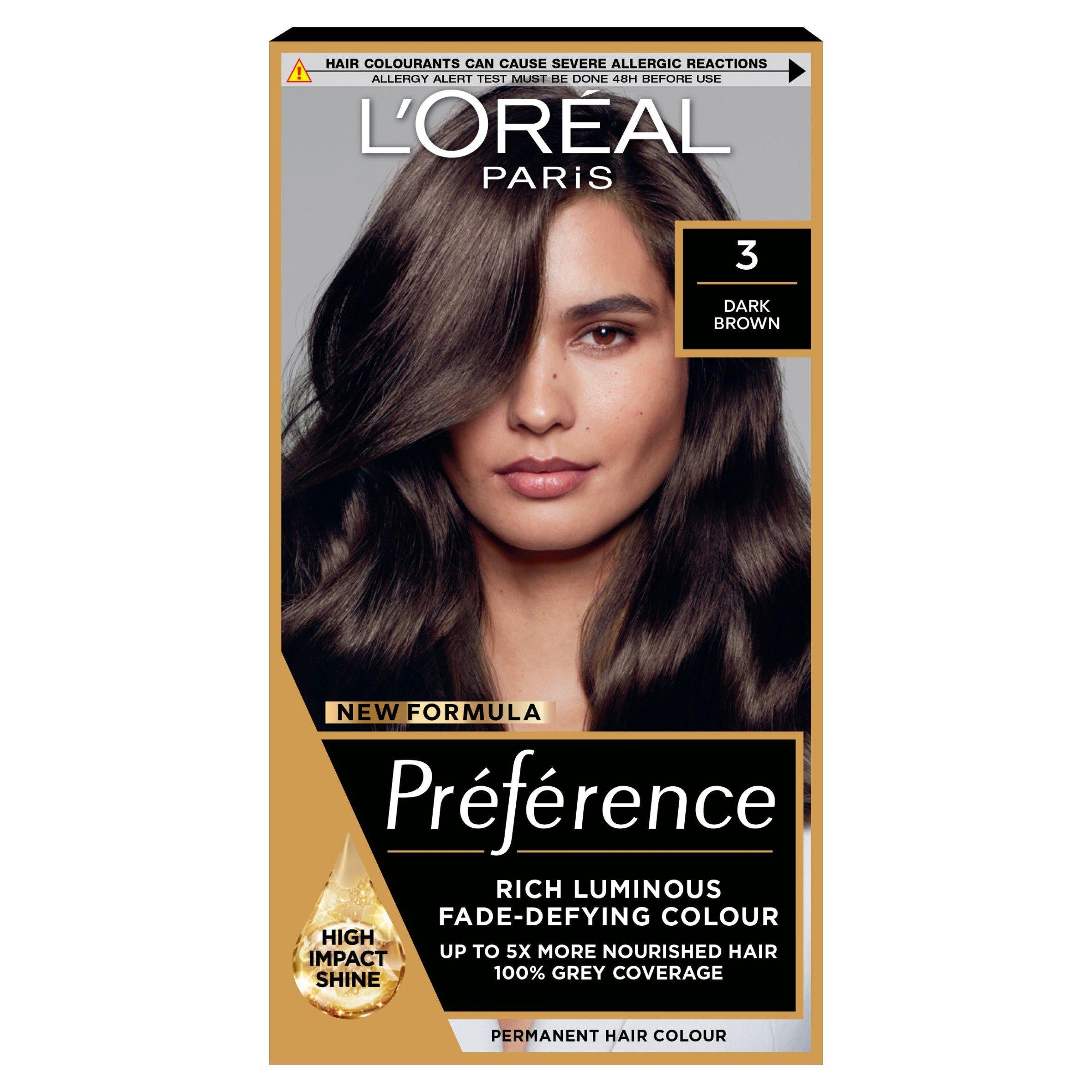 L'Oreal Paris Preference Permanent Hair Dye Brasilia Dark Brown 3.0 Brunette Sainsburys   