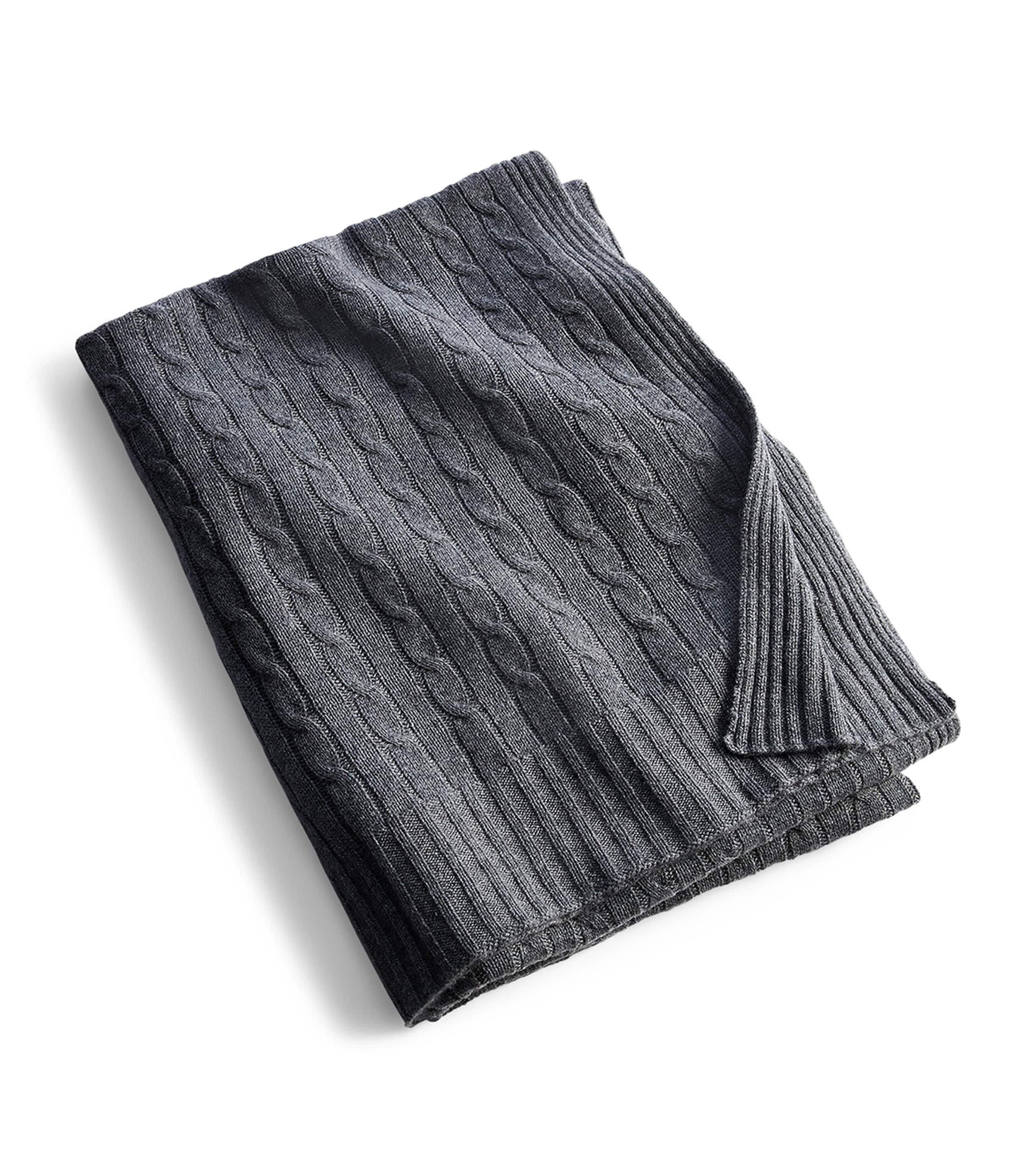 Ralph Lauren cashmere cable-knit throw 60cm x 60cm, imported from the UK