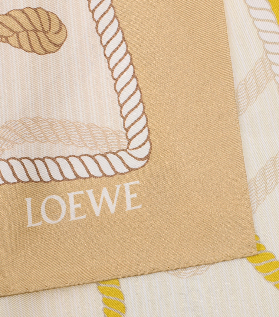 LOEWE silk twill scarf with abstract Anagram print 90x90, UK version