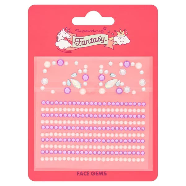 Purple fantasy face gems adhesive sticker pack - British product