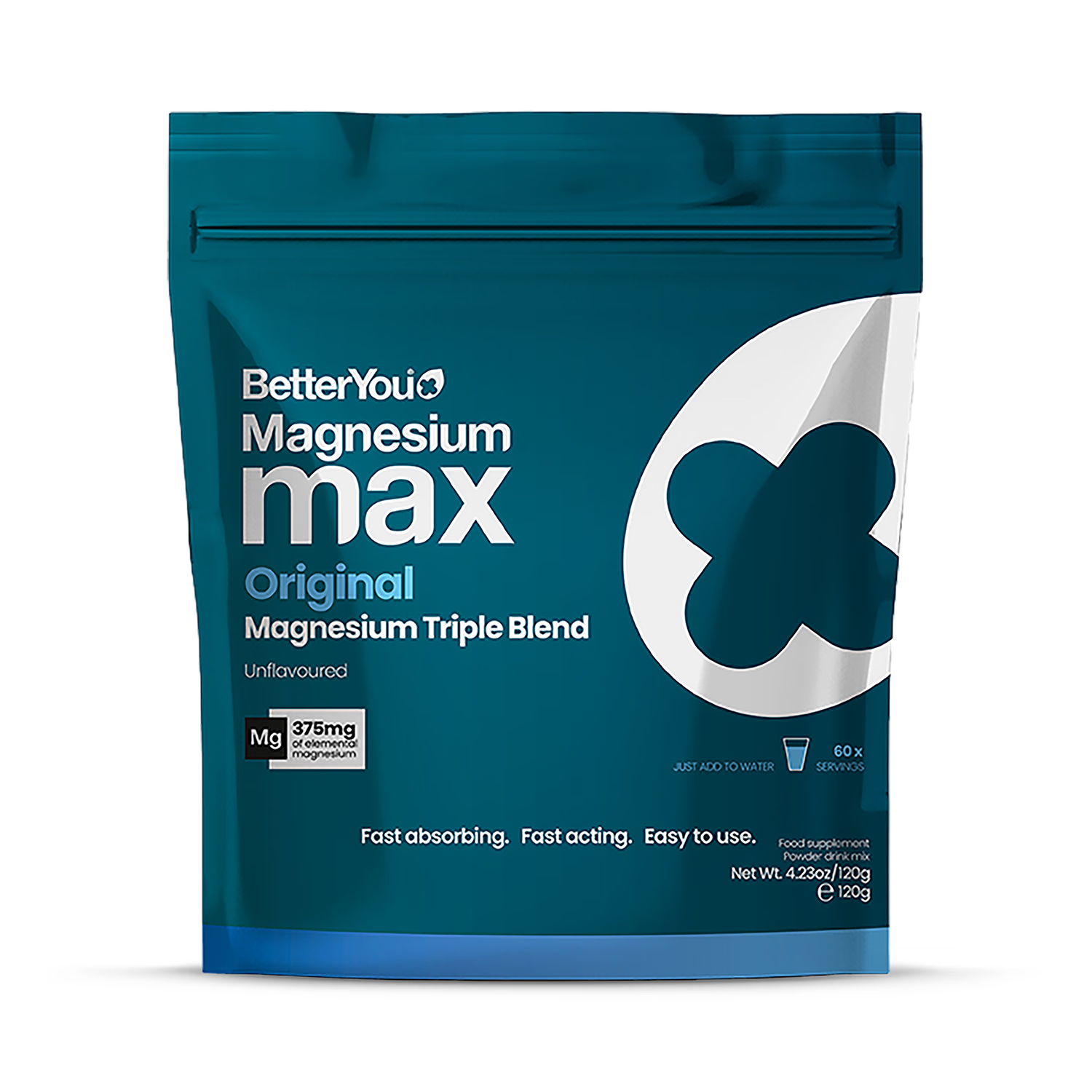 BetterYou Magnesium Max Original Magnesium Triple Blend Powder 120g - British product