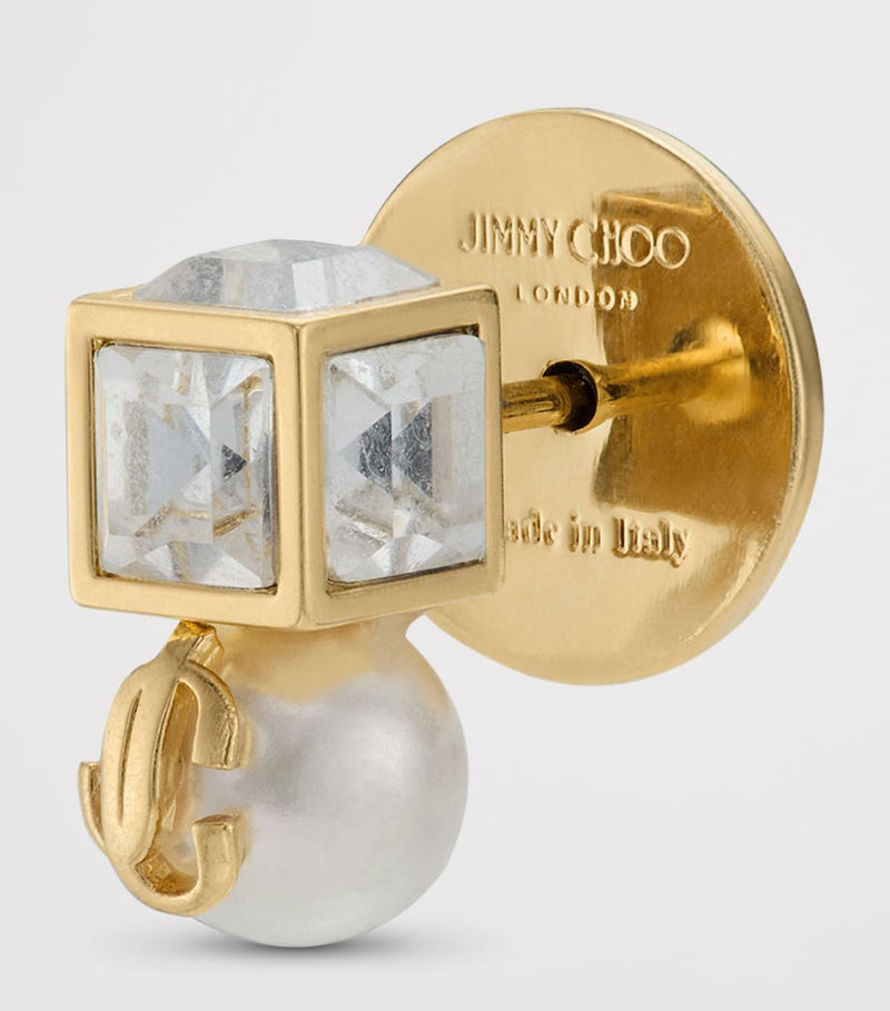 Jimmy Choo faux pearl cube logo earrings - British product