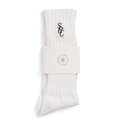 Harrods Sporty & Rich Ribbed Embroidered Socks- Buy online at McGrocer