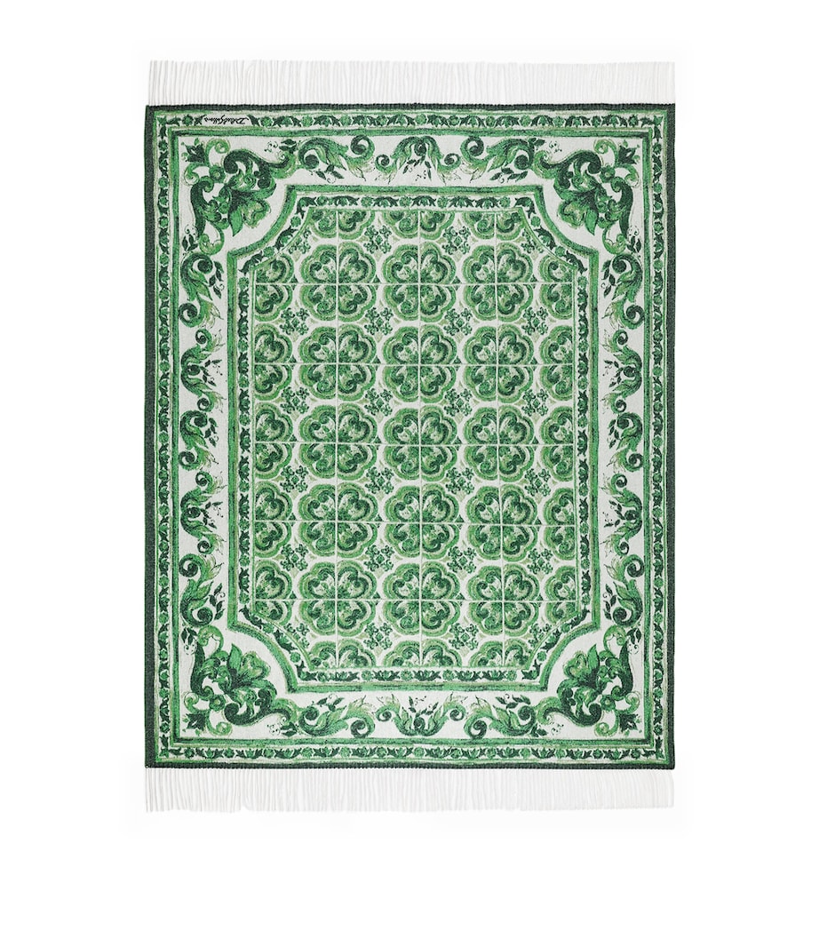Dolce&Gabbana Casa cashmere Verde Maiolica fringe throw 140cm x 180cm - British product
