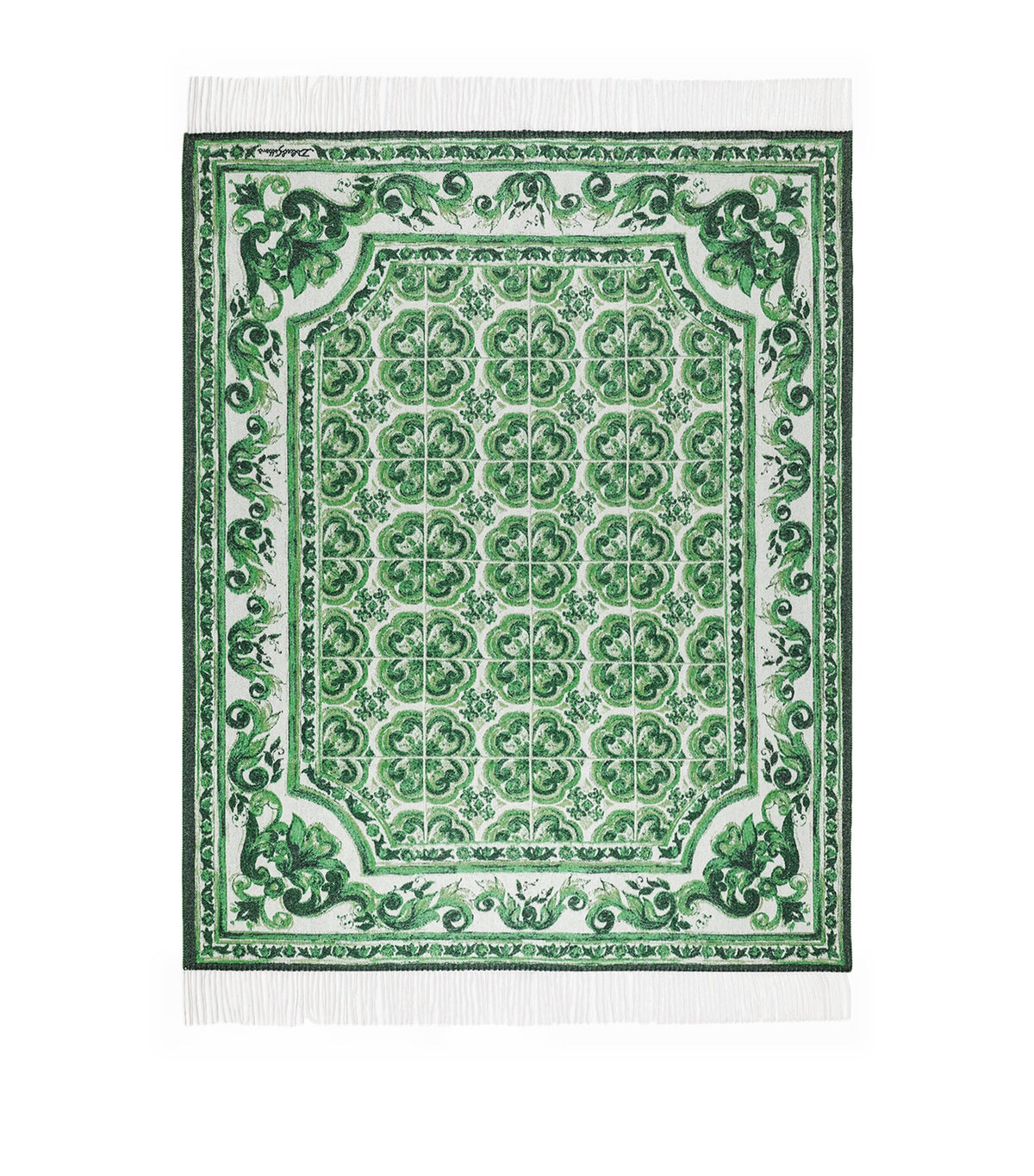 Dolce&Gabbana Casa cashmere Verde Maiolica fringe throw 140cm x 180cm - British product