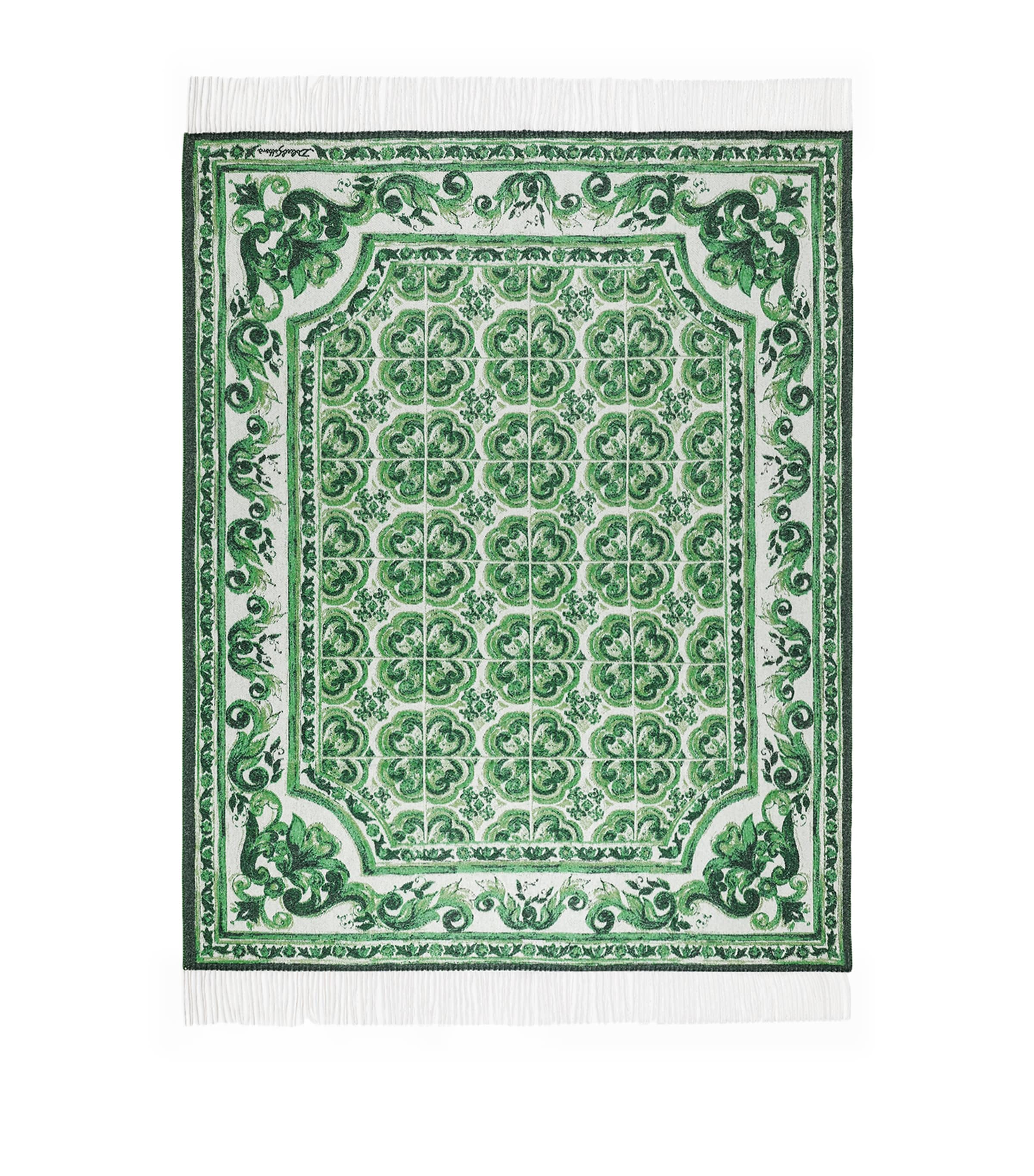 Dolce&Gabbana Casa cashmere Verde Maiolica fringe throw 140cm x 180cm - British product