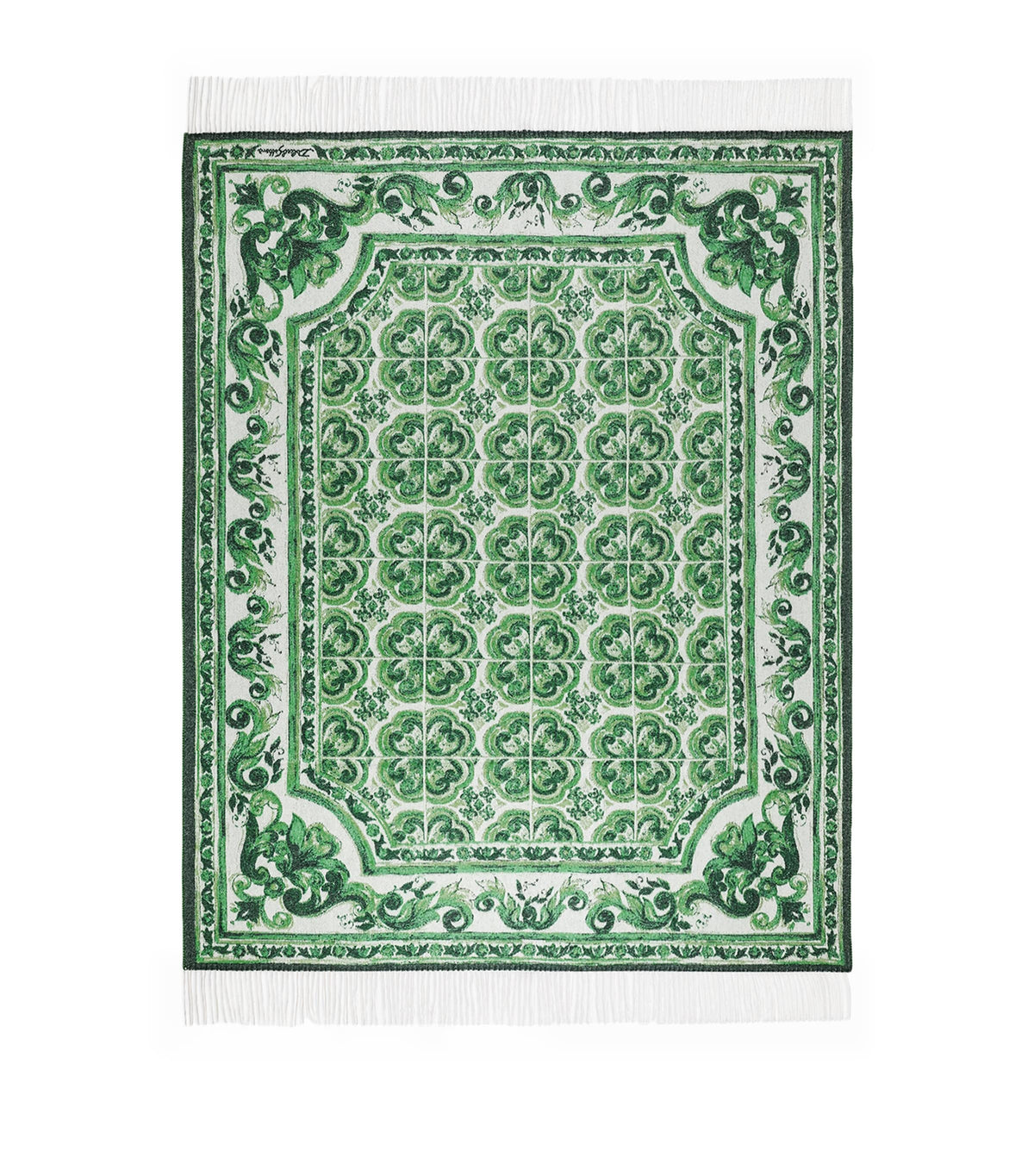 Dolce&Gabbana Casa cashmere Verde Maiolica fringe throw 140cm x 180cm - British product
