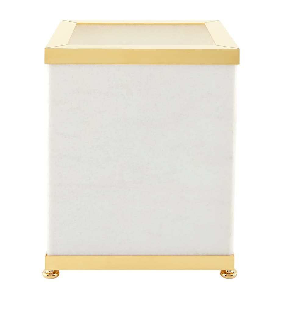 ZODIAC white marble bin with gold hardware (British brand)