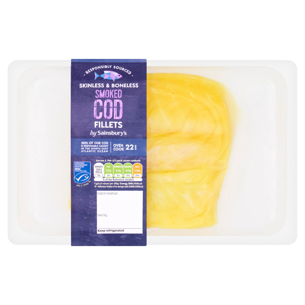 Sainsbury's Smoked MSC Cod Fillets Boneless & Skinless 230g