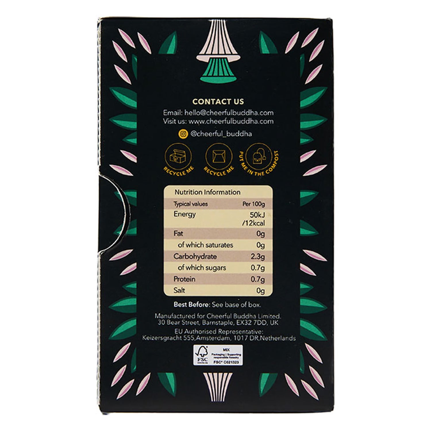 Cheerful Buddha Lion's Mane Mushroom Green Tea 15 Tea Bags