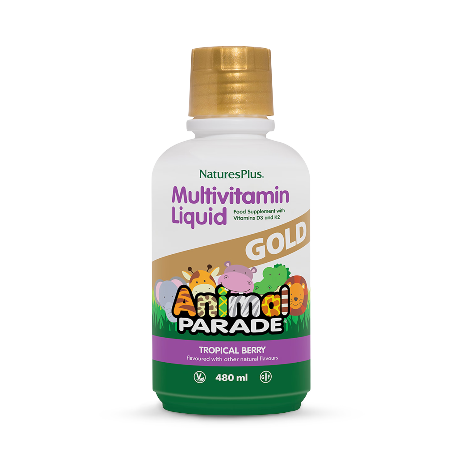 NaturesPlus Animal Parade GOLD children's liquid multivitamin 480ml - British product