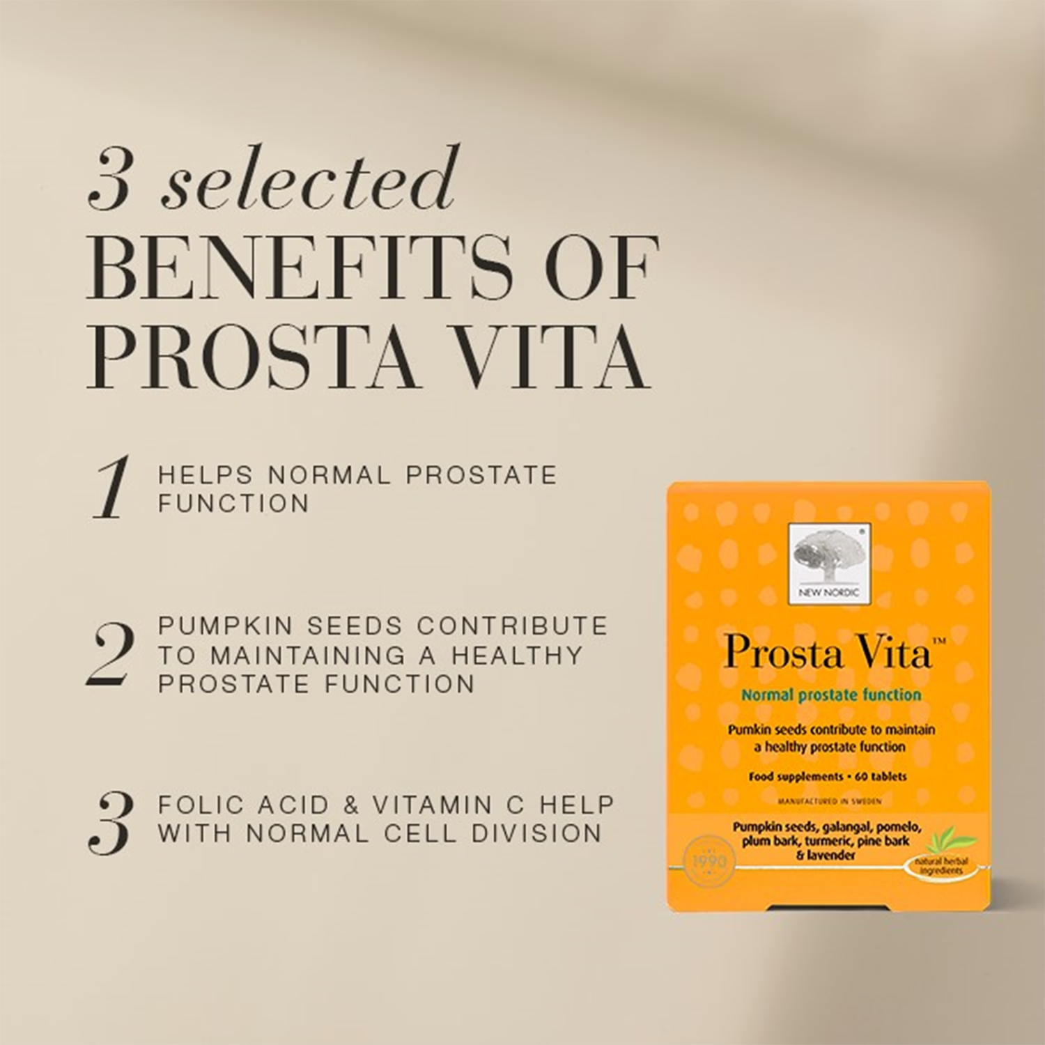 New Nordic Prosta Vita supplements 60 tablets, imported from the UK