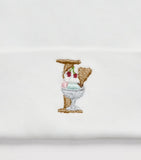 Paint My Dreams cotton beanie with embroidered 'I' and ice cream - British product