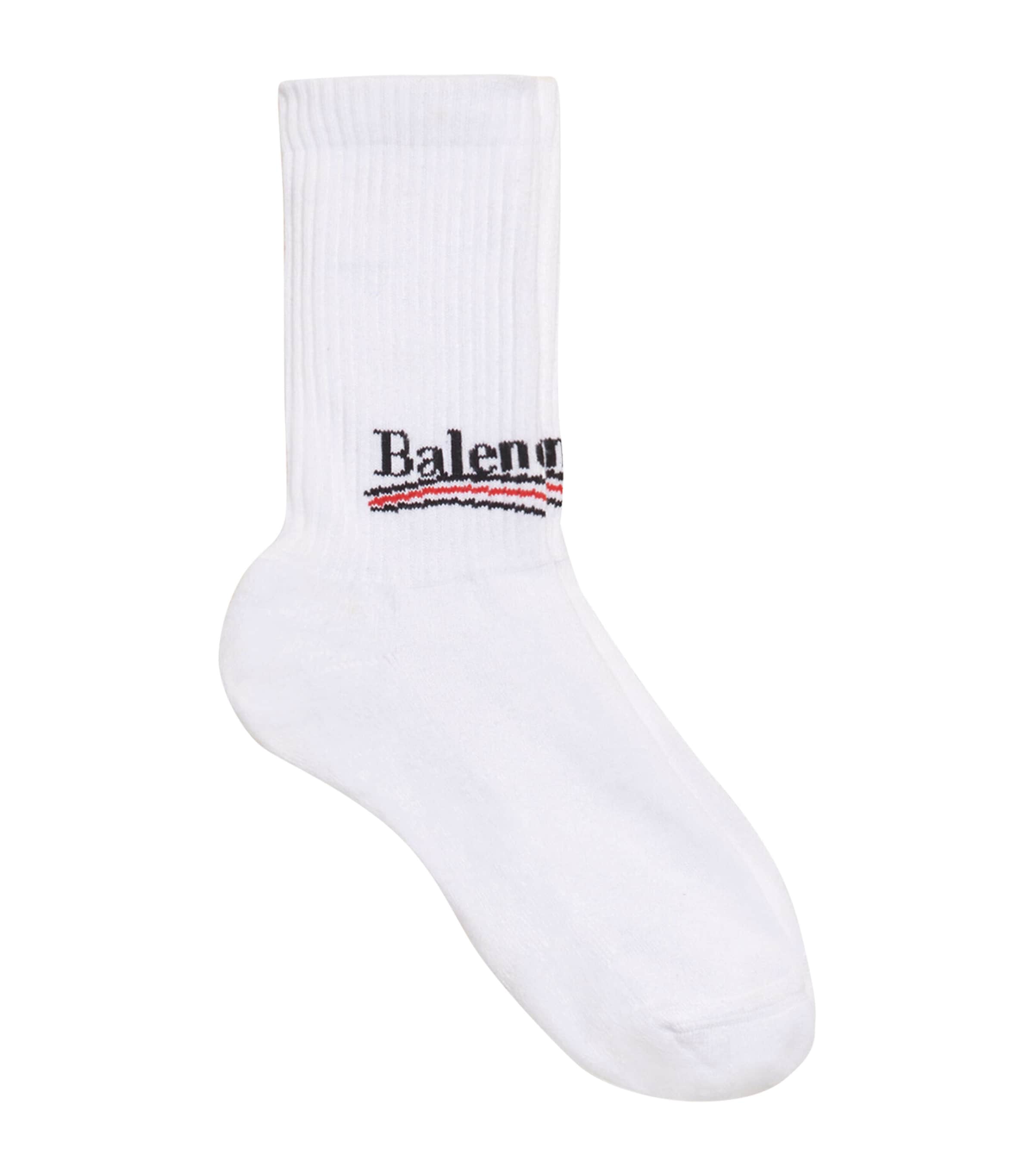 Balenciaga cotton blend tennis socks with logo detail - British product