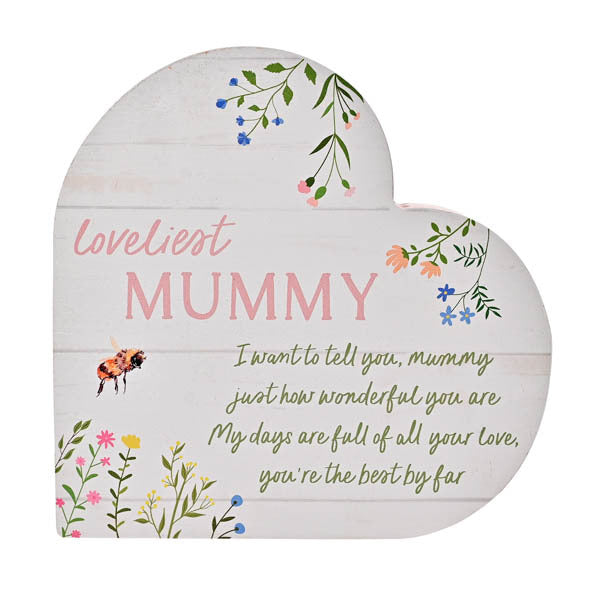 The Cottage Garden Floral Heart Mantel Plaque 'Mummy'