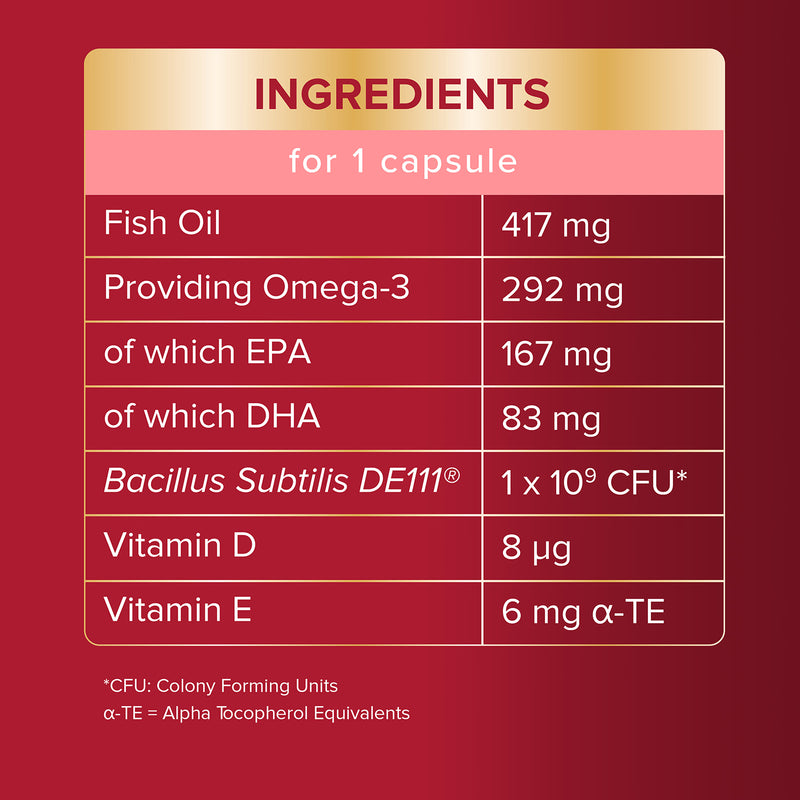 Seven Seas Omega-3 gut friendly bacteria capsules 30 count, UK version