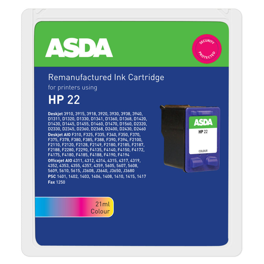 ASDA HP No22 Colour Ink Cartridge General Household ASDA   