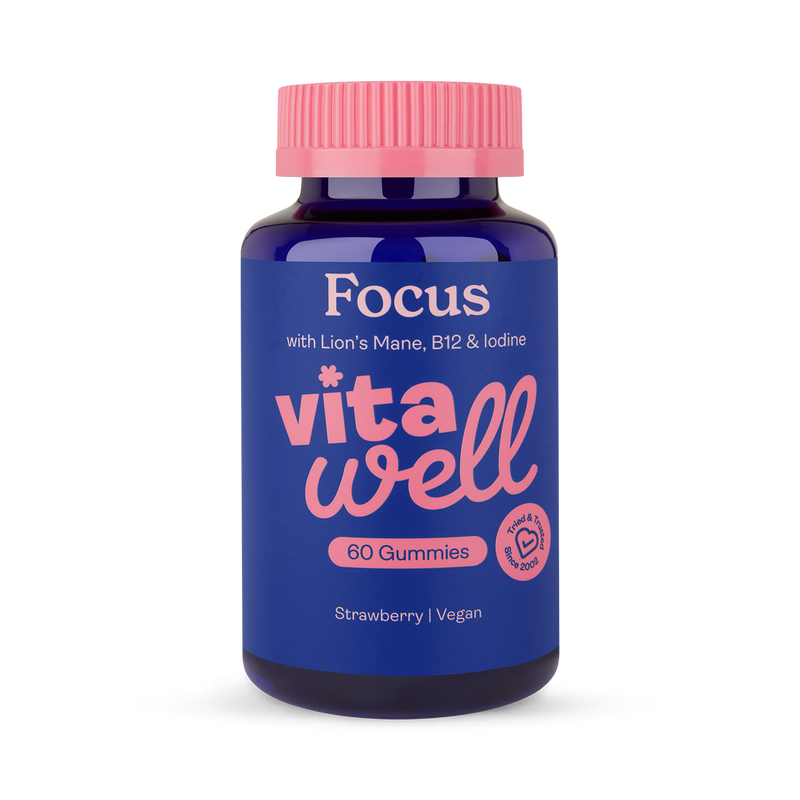 Vitawell Focus Gummies strawberry flavour 60s, UK version