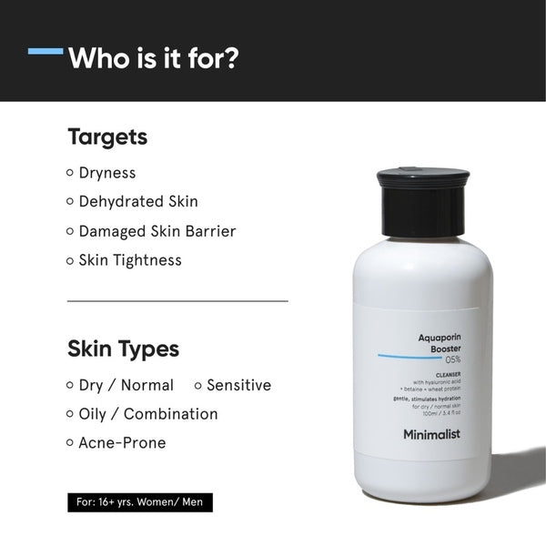 Minimalist hyaluronic face cleanser for dry skin - British product