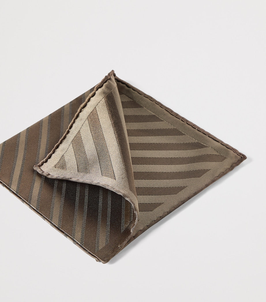 Brunello Cucinelli silk stripe pocket square, imported from the UK