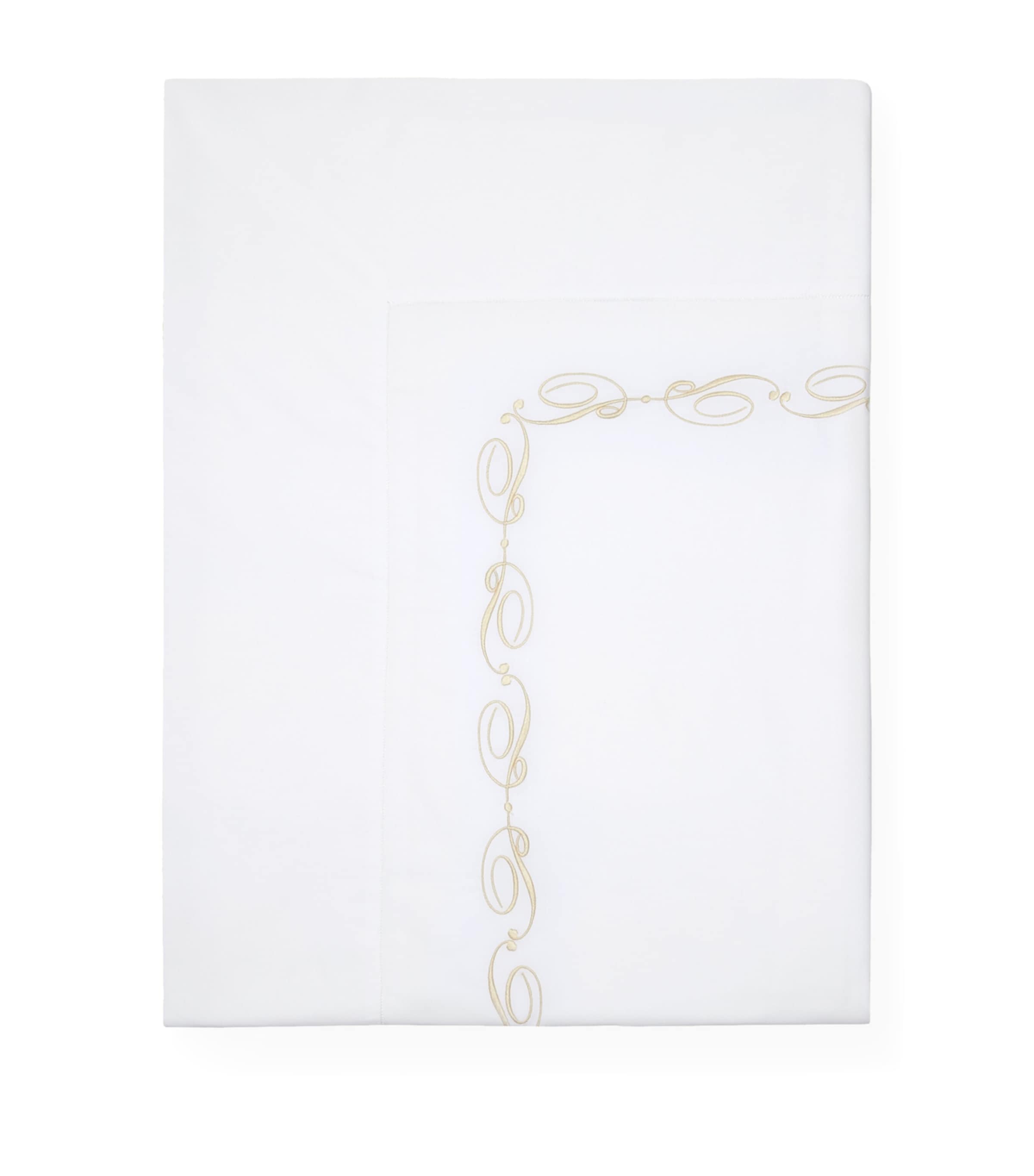 Pratesi embroidered cotton king flat sheet 275cm x 275cm, imported from the UK