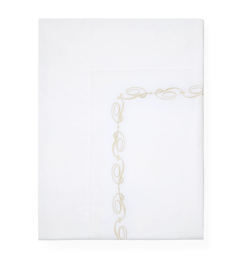 Pratesi embroidered cotton king flat sheet 275cm x 275cm, imported from the UK