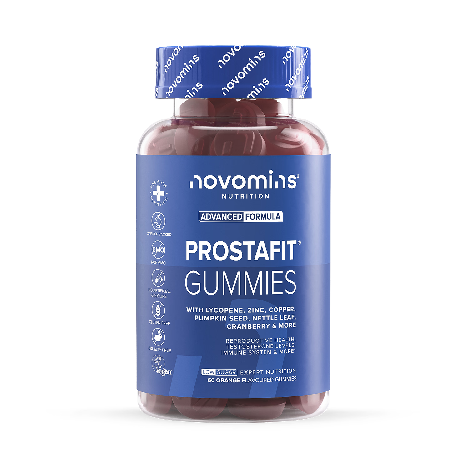 Novomins Prostafit Orange gummies 60 count, imported from the UK