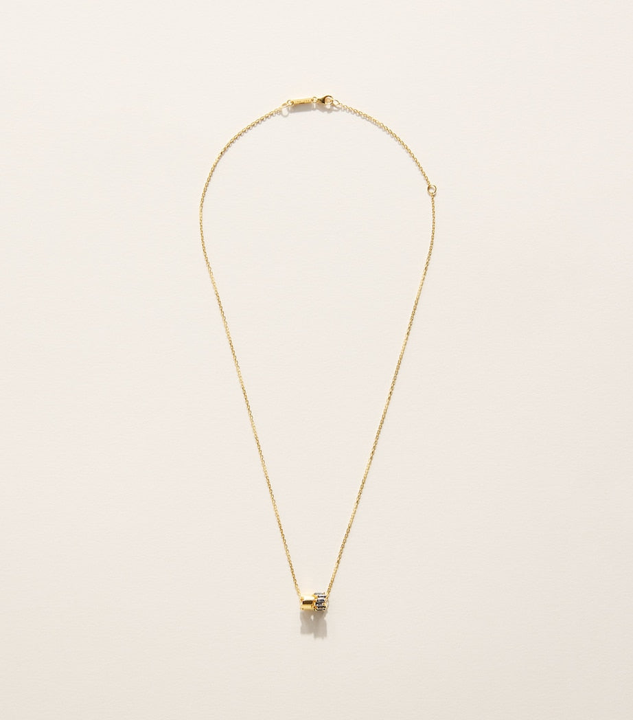 Suzanne Kalan yellow gold blue sapphire pendant necklace, imported from the UK