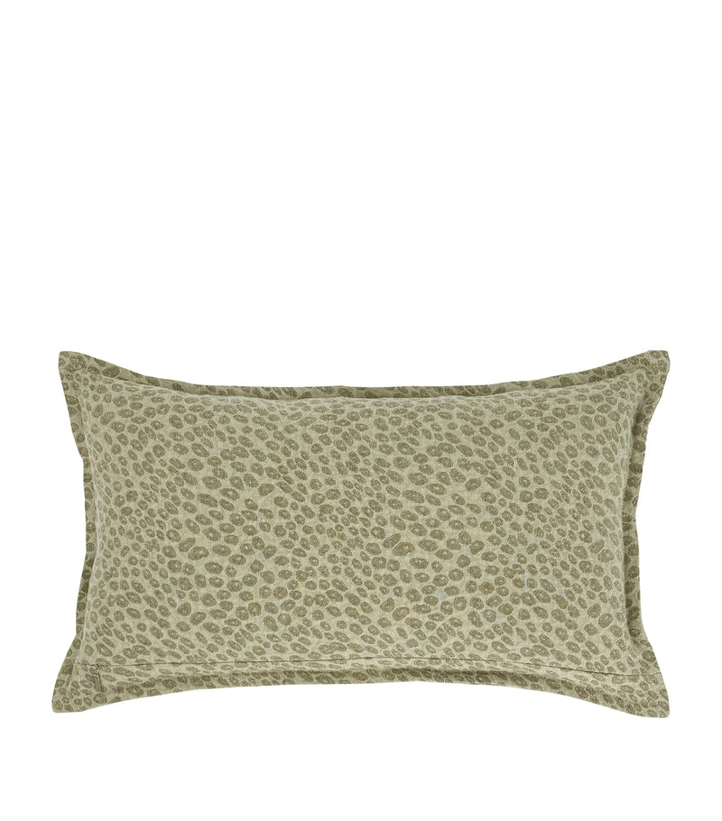 De Le Cuona Linen Leopard Kanoko cushion 35cm x 60cm - British product