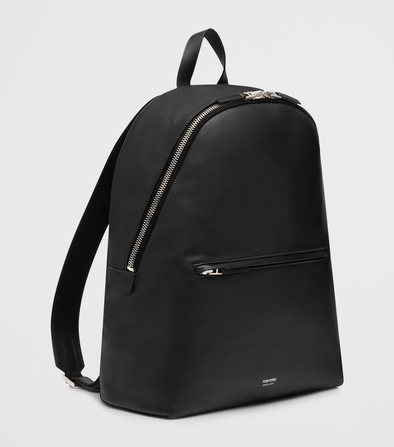 Tom Ford leather backpack in smooth calfskin with silver-tone hardware (British brand)