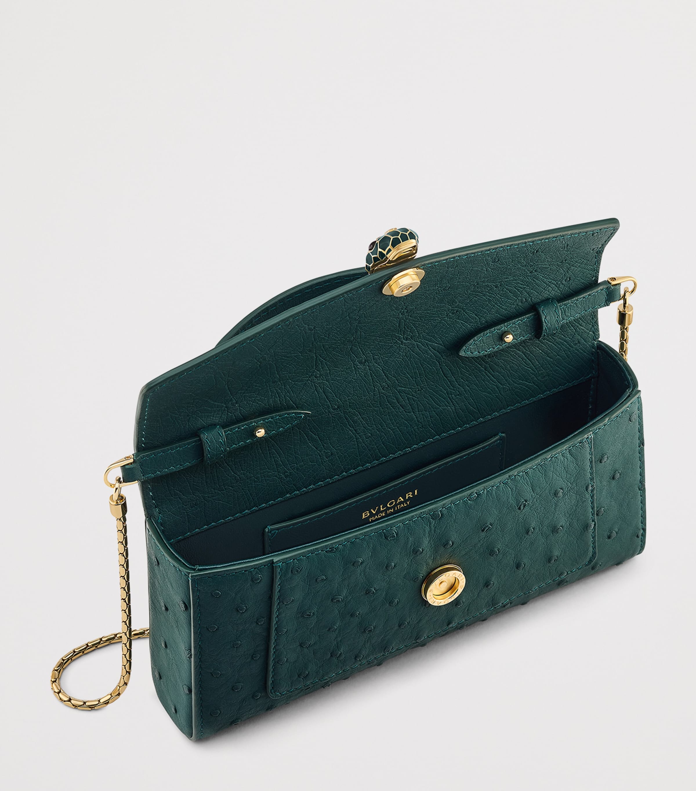 Bvlgari Serpenti Forever phone bag with ostrich leather, imported from the UK