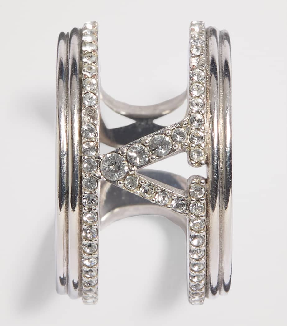 Valentino Garavani crystal VLogo ring (British brand)
