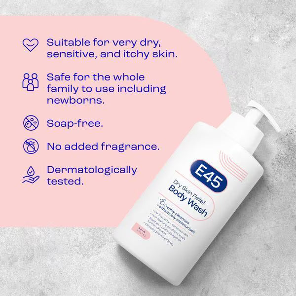 E45 Body Wash Dry Skin Relief 500ml - British product