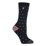 Heat Holders Ladies Ultra Lite Thermal Dress Socks 4-8 UK GOODS Superdrug Black Spots (Berry)  