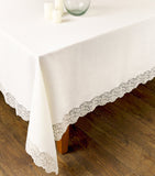 Dea Linen Lace-Trim Elite Tablecloth 170cm x 270cm - British product