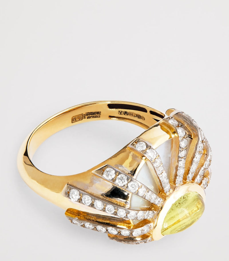 L'Atelier Nawbar Sun Dawn pinky ring, diamonds and citrine, imported from the UK