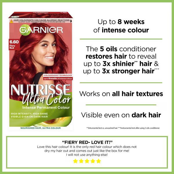 Garnier Nutrisse Ultra Color red hair dye 21g, UK version