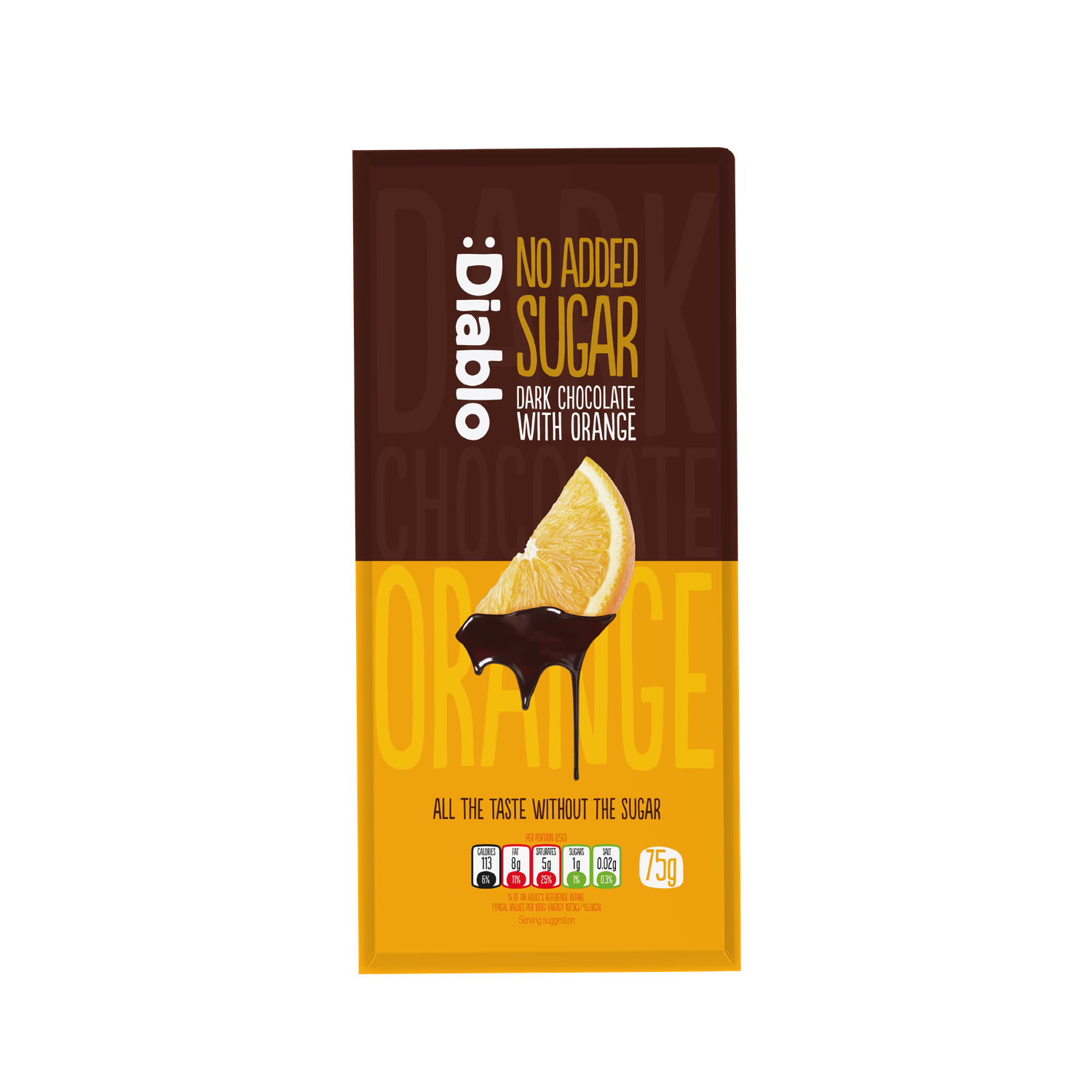 Diablo dark chocolate orange bar 75g pack of 6 (British brand)