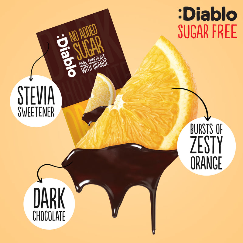 Diablo dark chocolate orange bar 75g pack of 6 (British brand)