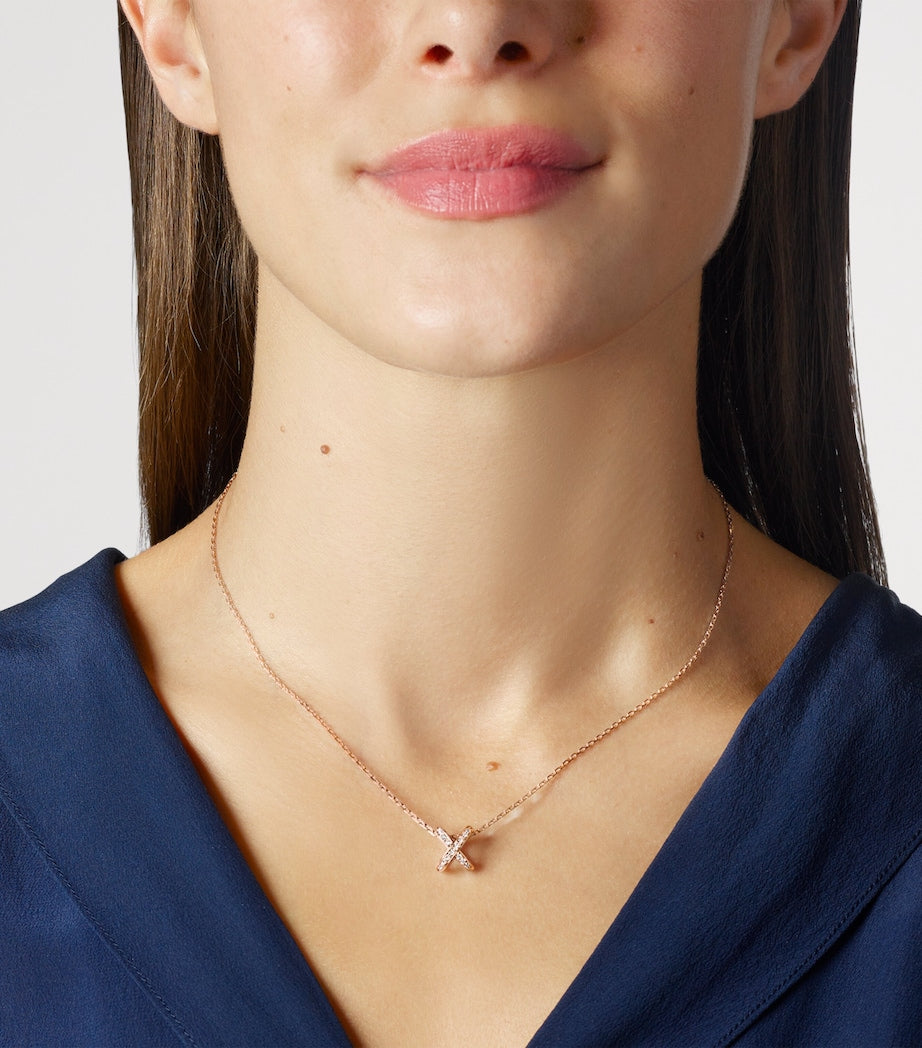 Chaumet 18kt rose gold diamond Jeux de Liens necklace - British product