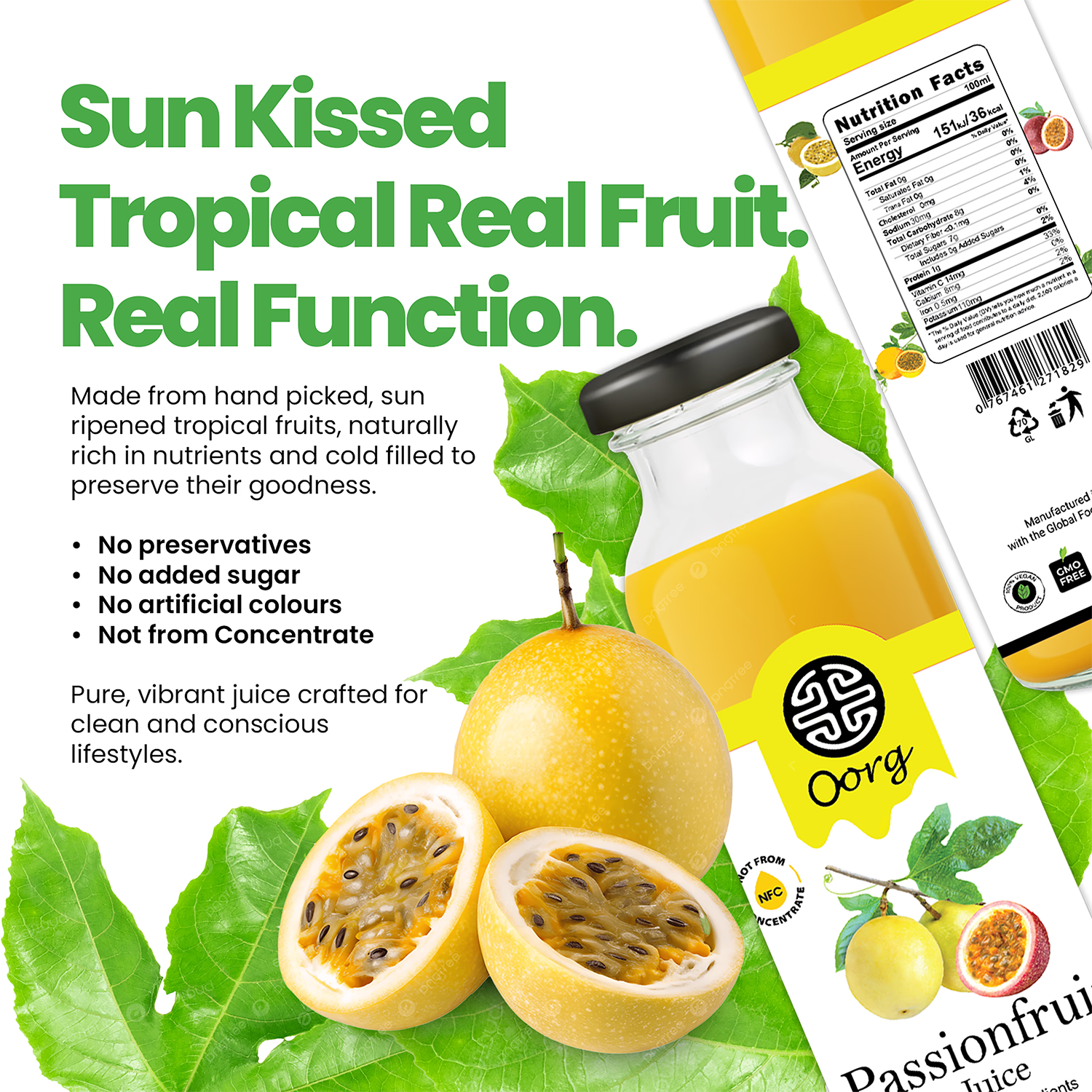 OORG natural passion fruit juice 250ml - British product