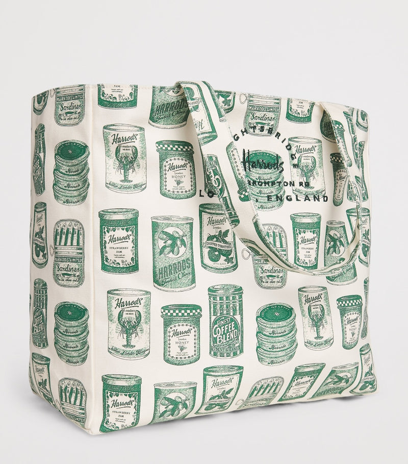 Harrods cotton canvas tote bag with iconic packaging prints, imported from the UK