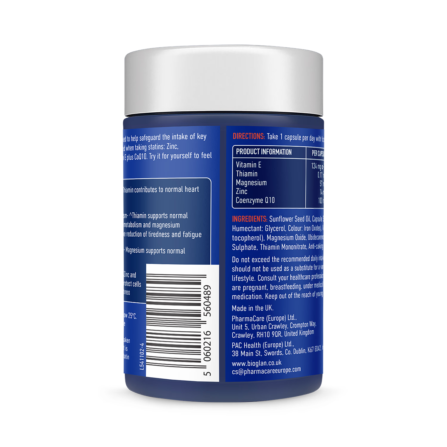 Bioglan Stat-Guard CoQ10 supplement, 30 capsules, imported from the UK