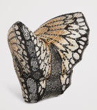 Judith Leiber butterfly clutch bag crystals metallic leather lining - British product
