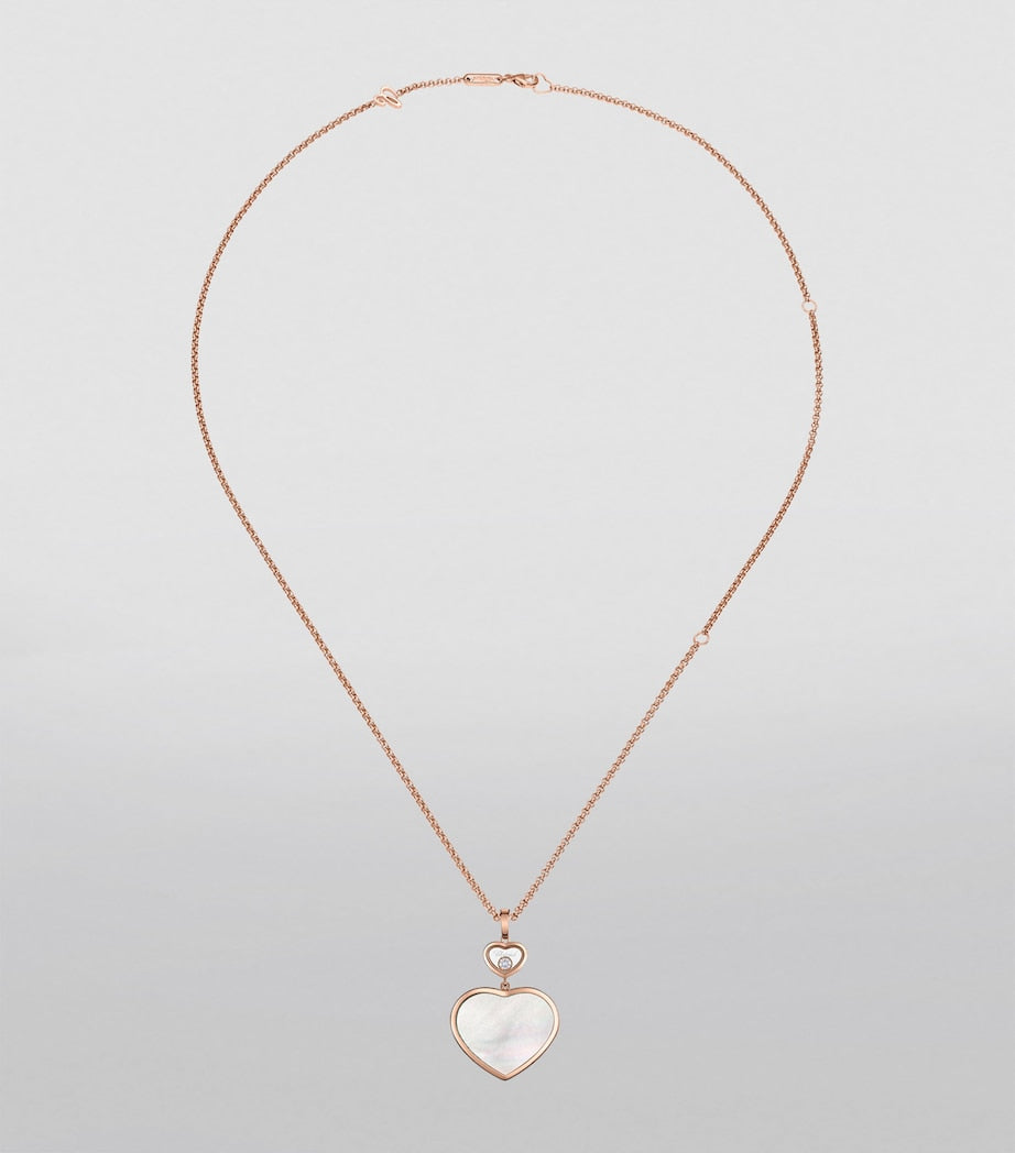 Chopard Happy Hearts pendant necklace rose gold mother-of-pearl diamond, imported from the UK